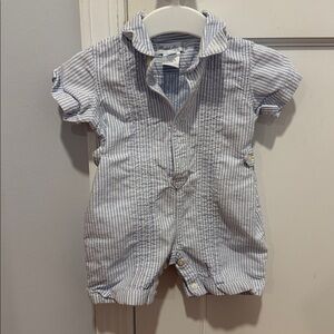 Ralph Lauren Blue and White Striped Baby Shortall
